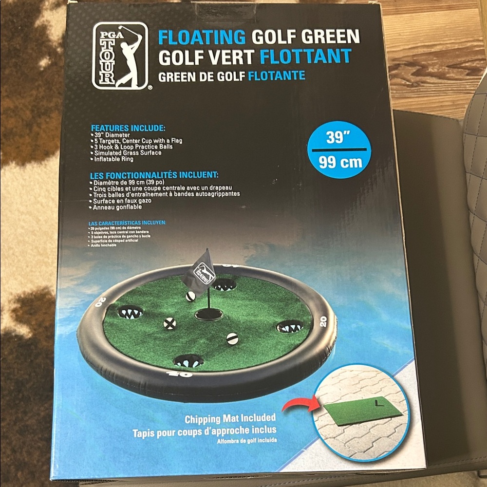 PGA Tour Floating Golf Green with Black and White Accents